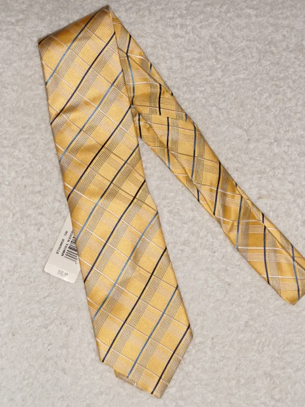 GEOFFREY BEENE YELLOW/BLUE STRIPE SILK TIE MSRP $45 on Sale $3.49