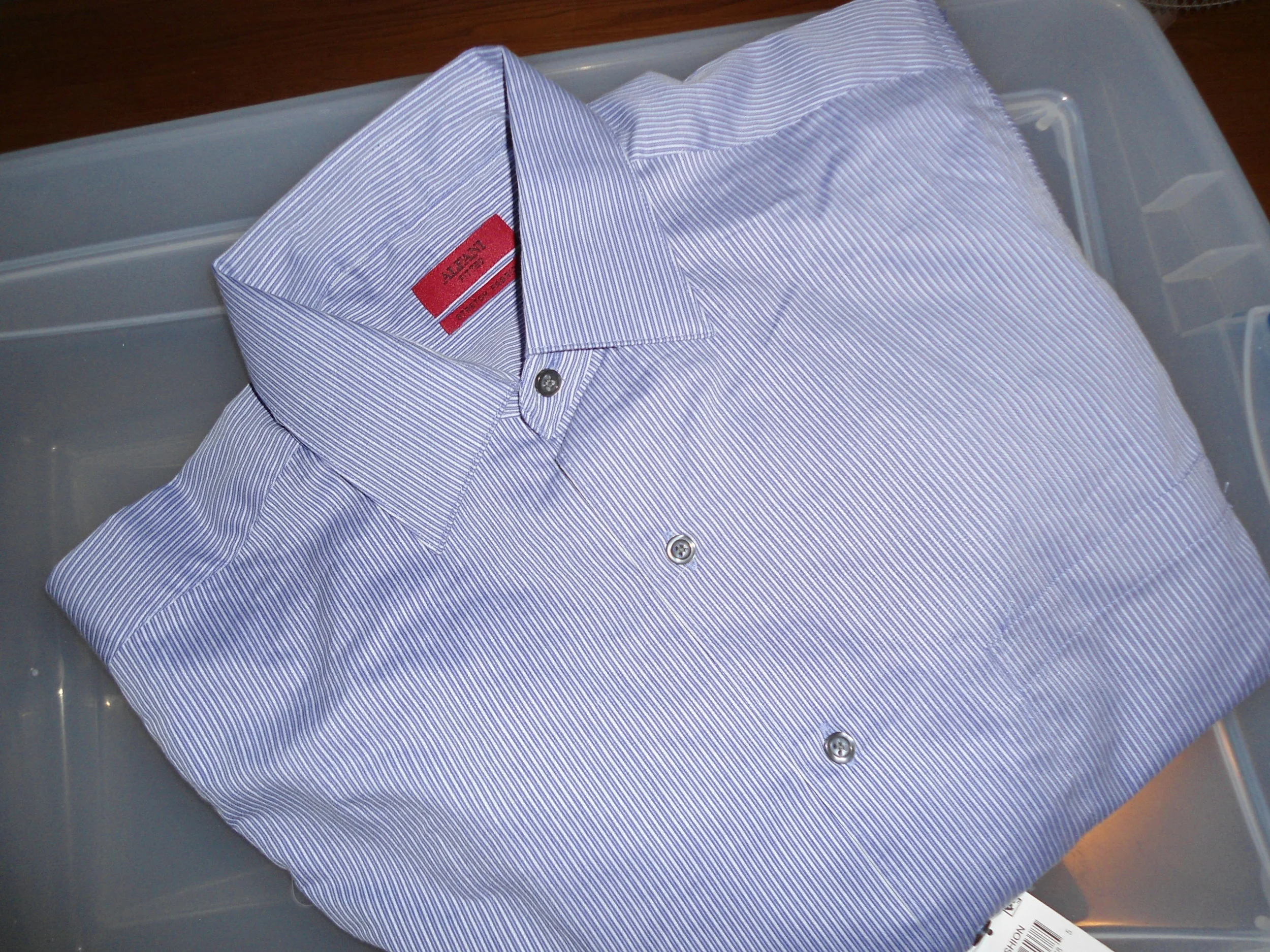 ALFANI NEW MENS PURPLE STRIPE FITTED STRETCH DRESS SHIRT LARGE 16 32/33 MSRP $52.50 on SALE $13.99