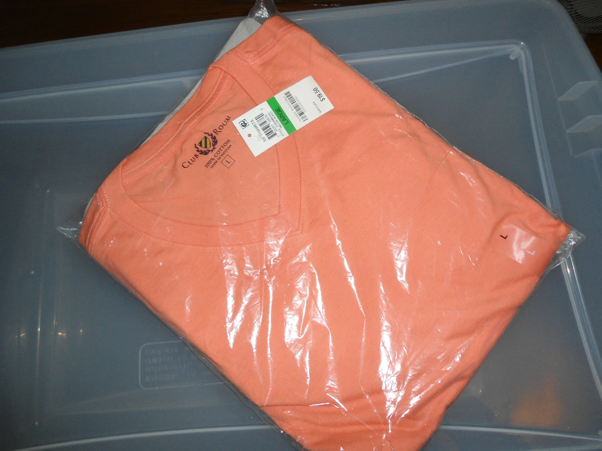 CLUB ROOM NEW MENS MELON BURST PULLOVER V-NECK SHIRT LARGE MSRP $19.50 on SALE $6.99