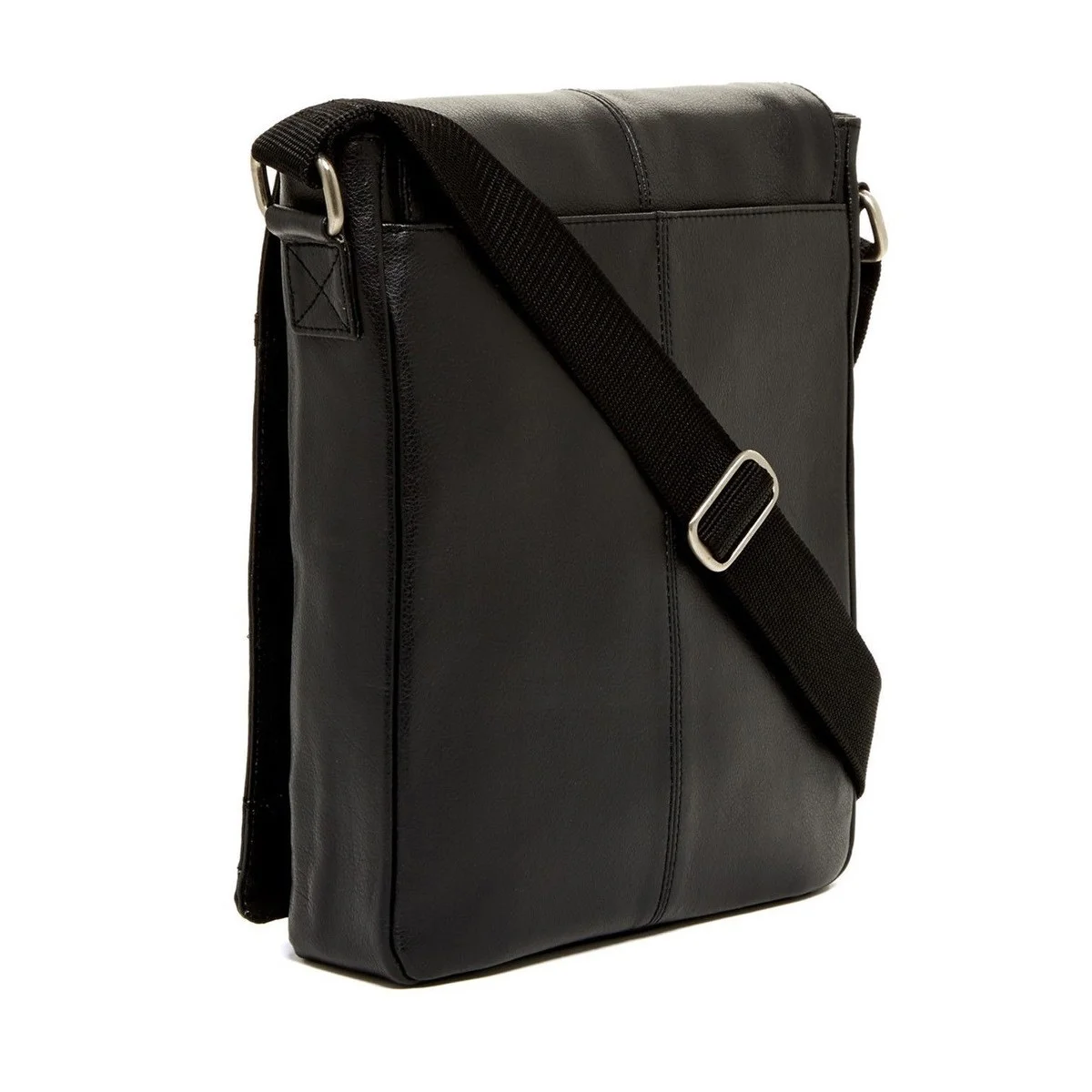 Perry Ellis North/South Leather Cross Body Bag Black MSRP $210 on Sale $49.99