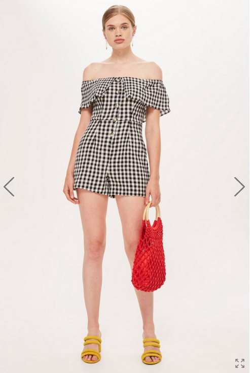 Copy of  Topshop Gingham Bardot Playsuit $65