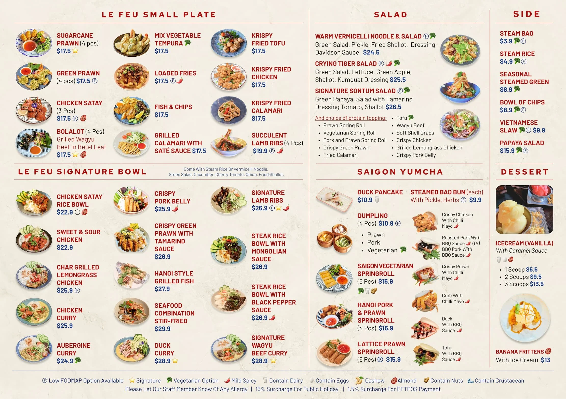 Menu of Le Feu Frankston Restaurant | Vietnamese, Pan-Asian Cuisine & Hotpot at 📍315 Nepean Hwy, Frankston, Melbourne VIC 3199, Australia ☎️ 0423 015 789