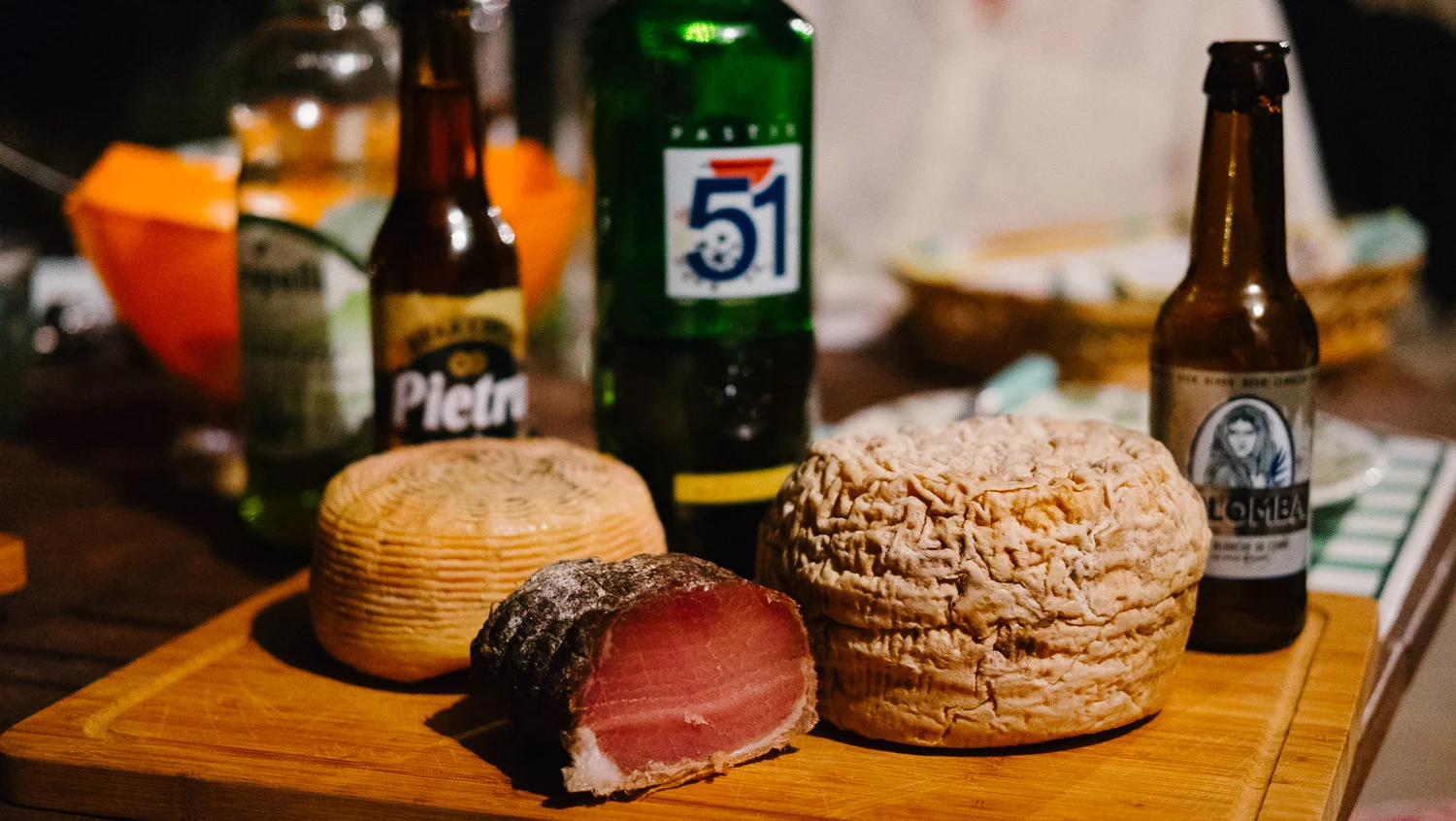 Cheese, meats and Corsican beer are part of a good Corsican meal