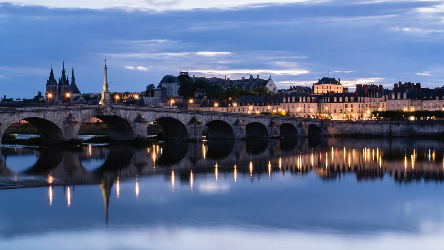 The city of Blois during Blue Hour