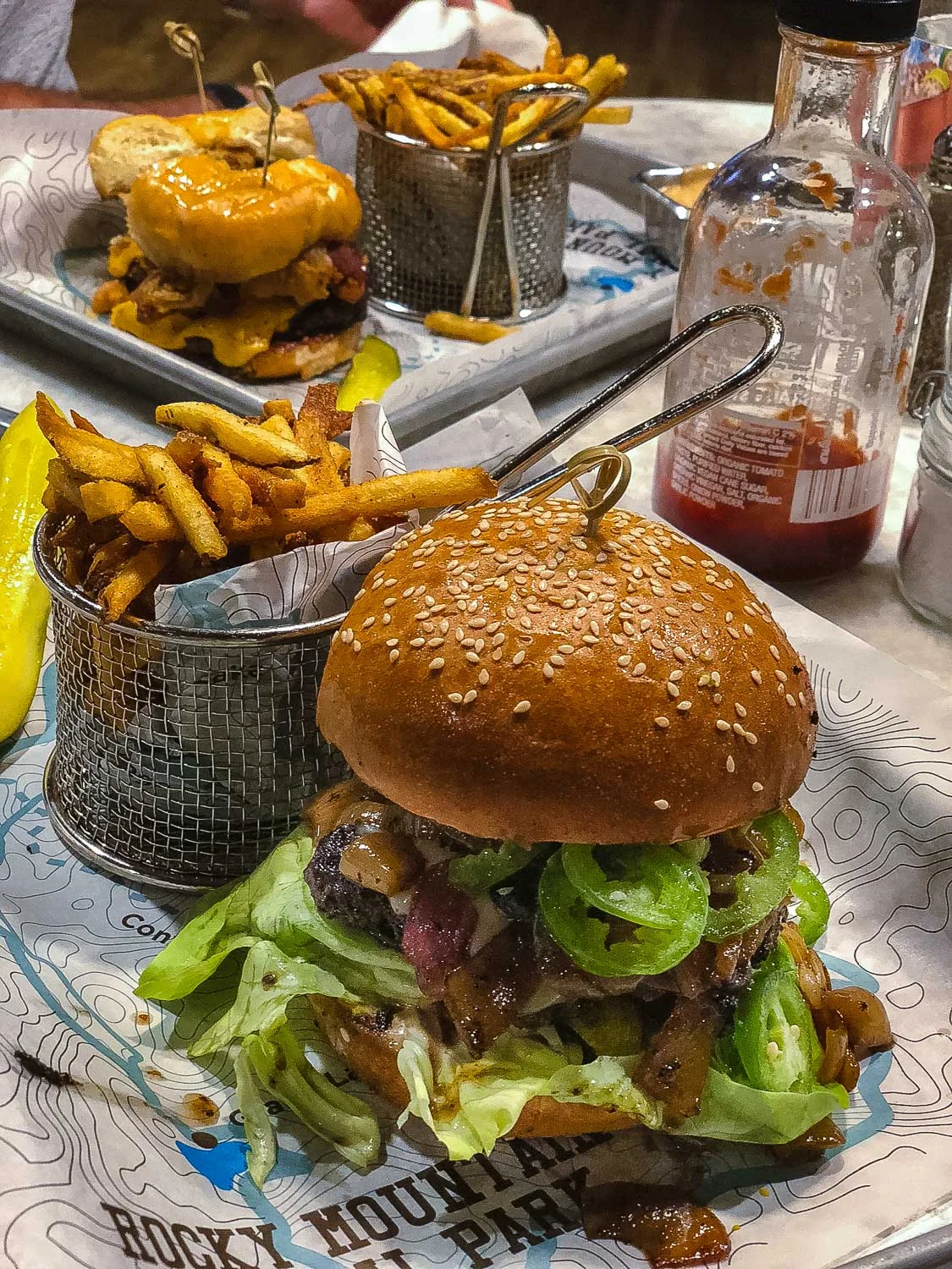 Build-you-own bison burger from Latitude 105, Estes Park.