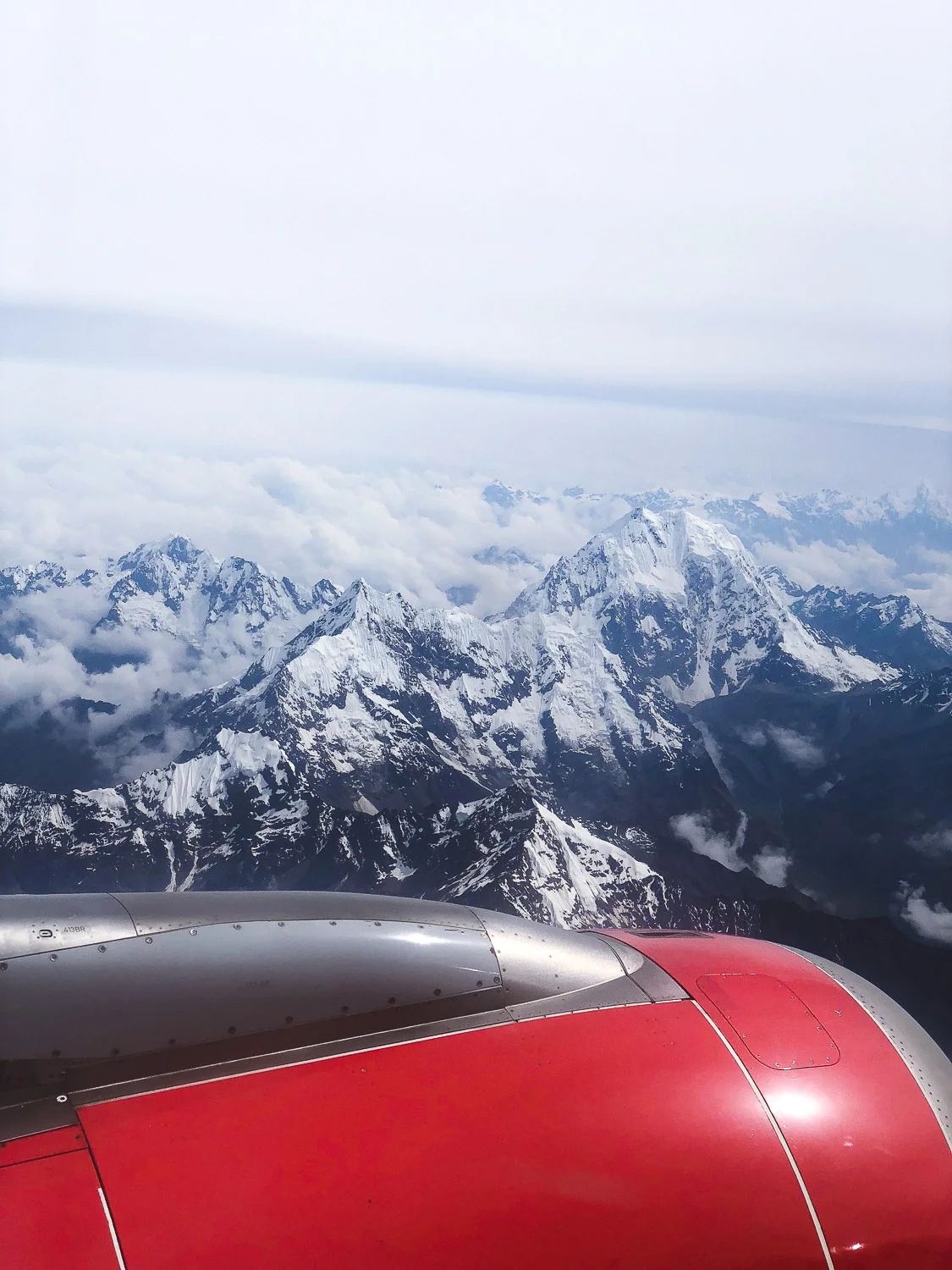 Flying over the Andes in Peru