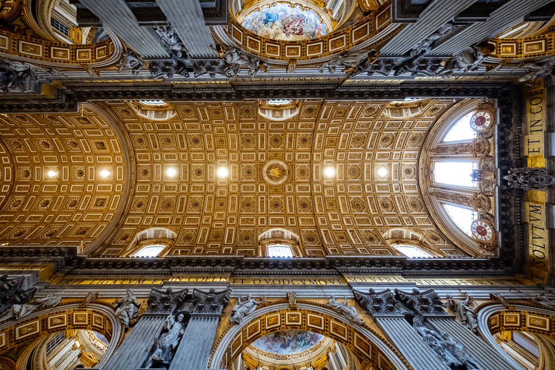 The ceiling of St. Peter's Basilica, The Vatican. Travel photography and guide by © Natasha Lequepeys for "And Then I Met Yoko"