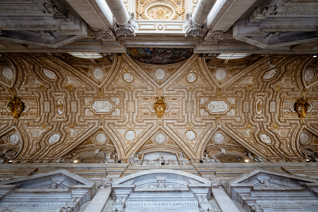 The entrance ceiling to St. Peter's Basilica, The Vatican. Travel photography and guide by © Natasha Lequepeys for "And Then I Met Yoko"