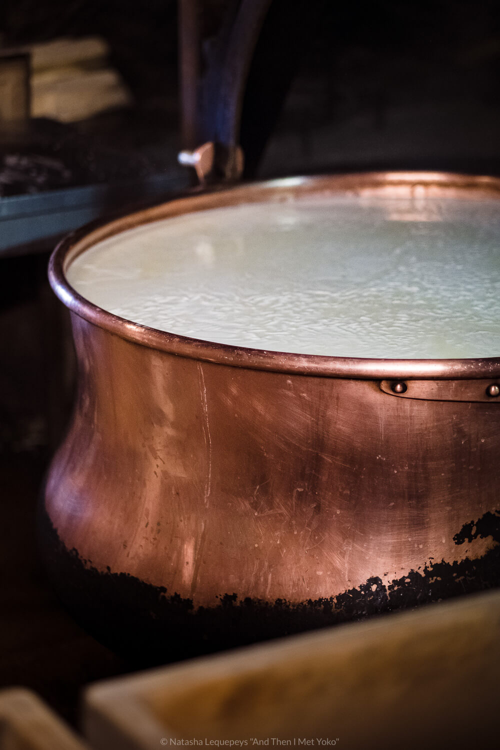 Copper cauldron in Moléson-sur-Gruyères, Switzerland. Travel photography and guide by © Natasha Lequepeys for "And Then I Met Yoko". #alpinecheese #lemoléson #gruyeres #switzerland #travelphotography