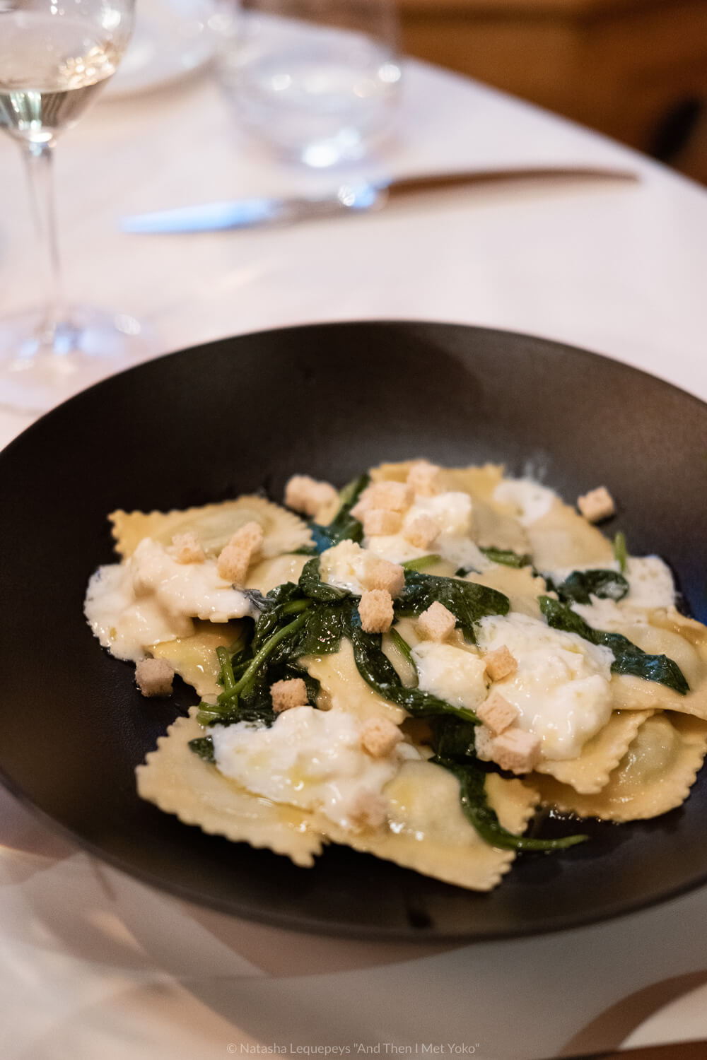 Ravioli at Hotel Schönegg, Switzerland. Travel photography and guide by © Natasha Lequepeys for "And Then I Met Yoko". #wengen #switzerland #jungfrau #travelphotography #fujifilm