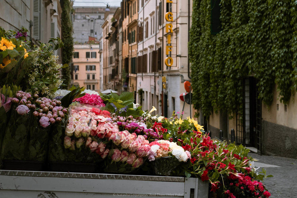 Flowers in Monti in Rome, Italy. Travel photography and guide by © Natasha Lequepeys for "And Then I Met Yoko". #rome #italy #travelblog #travelphotography