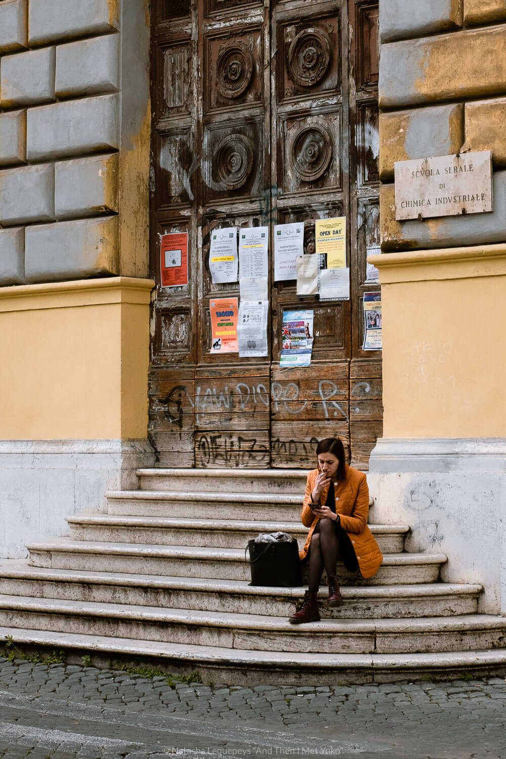 Woman sitting on steps in Rome. Travel photography and guide by © Natasha Lequepeys for "And Then I Met Yoko". #rome #italy #travelblog #travelphotography