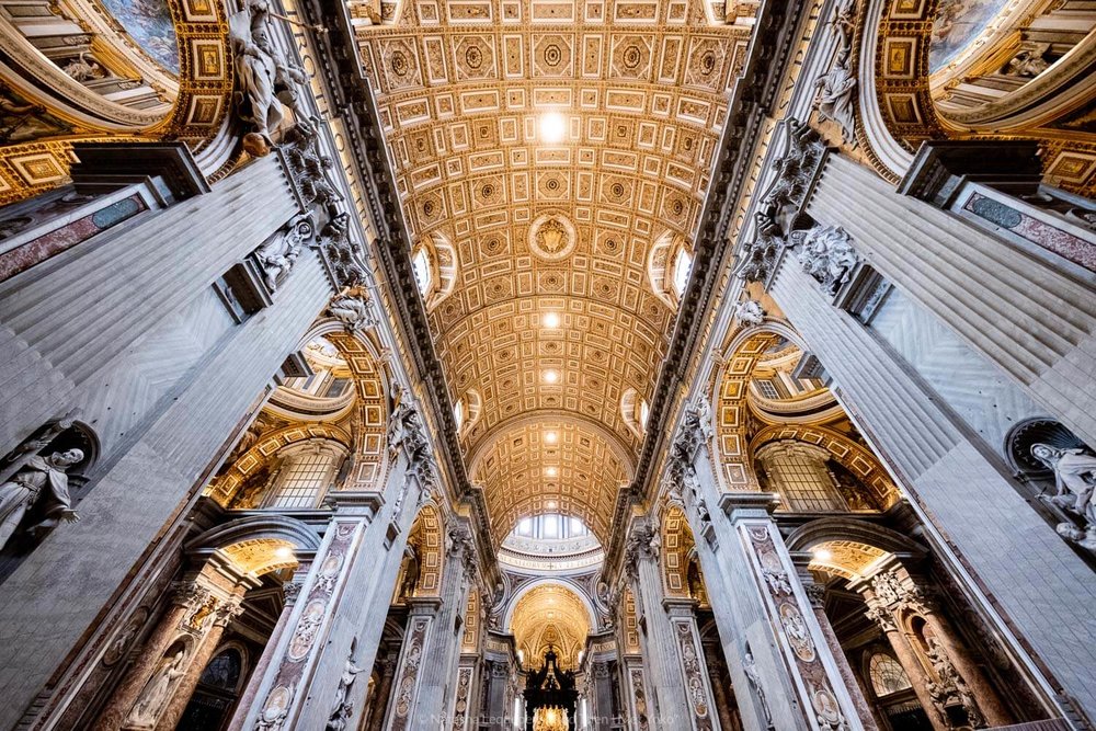 The ceiling of Saint Peter’s Basilica, Vatican. Travel photography and guide by © Natasha Lequepeys for "And Then I Met Yoko". #rome #italy #travelblog #travelphotography