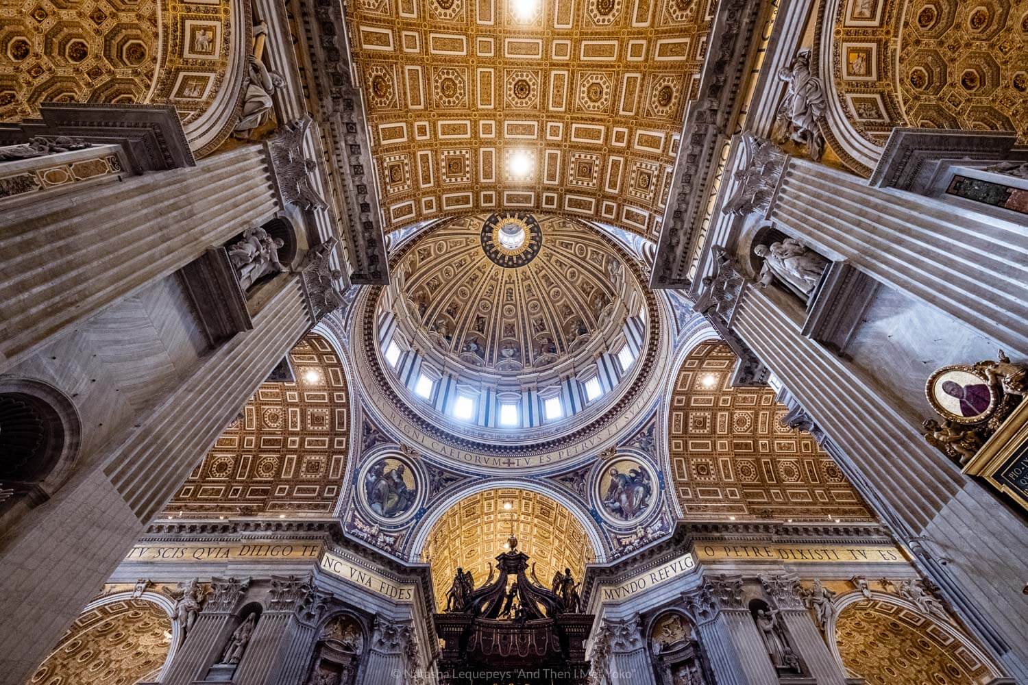 The ceiling of Saint Peter’s Basilica, Vatican. Travel photography and guide by © Natasha Lequepeys for "And Then I Met Yoko". #rome #italy #travelblog #travelphotography