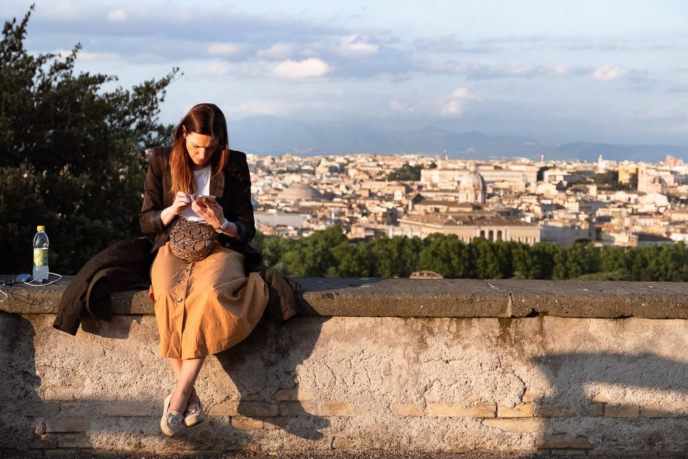 A woman at the Janiculum Terrace. Travel photography and guide by © Natasha Lequepeys for "And Then I Met Yoko". #rome #italy #travelblog #travelphotography