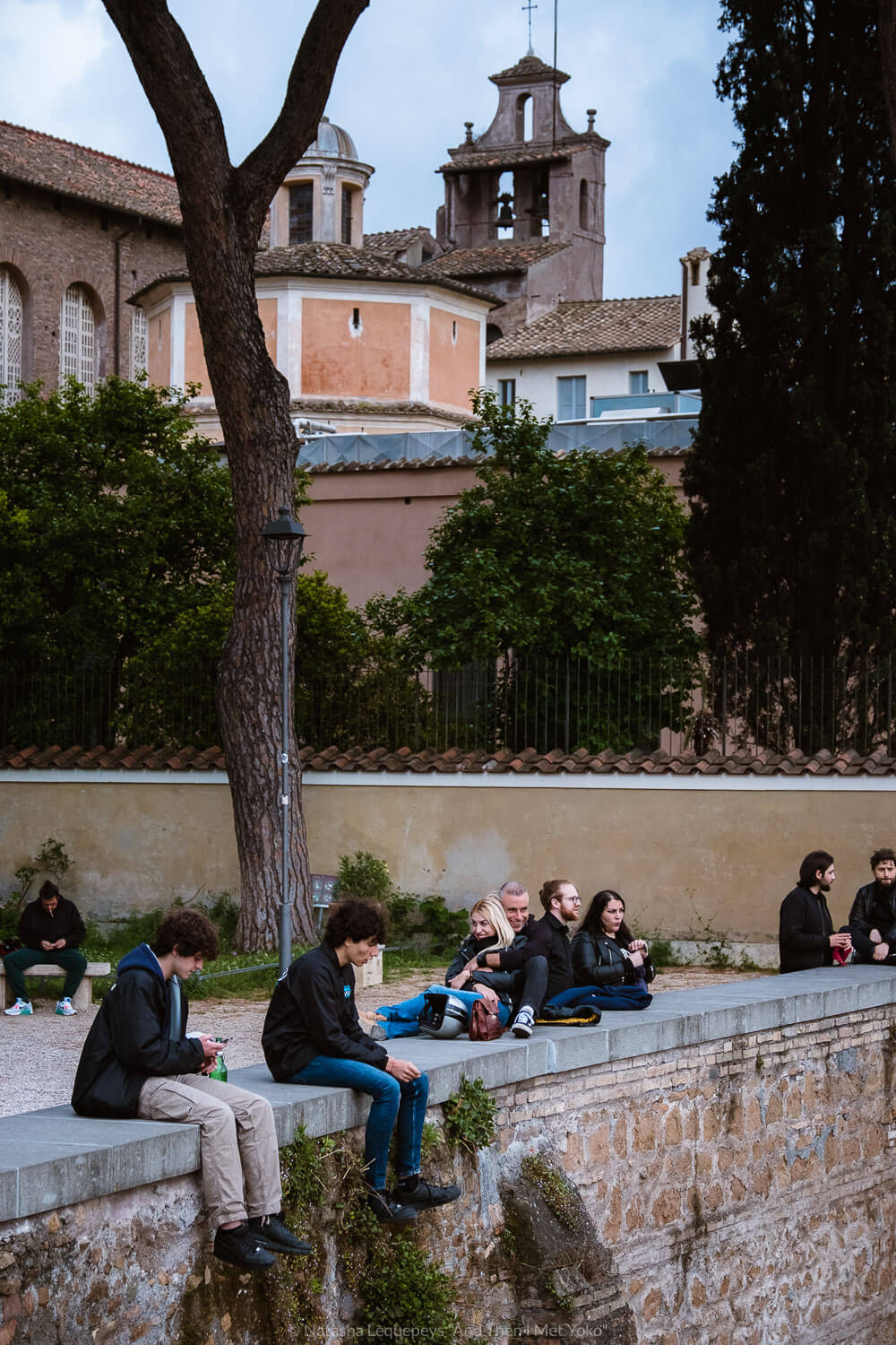 Locals enjoying the view in the Orange garden. Travel photography and guide by © Natasha Lequepeys for "And Then I Met Yoko". #rome #italy #travelblog #travelphotography