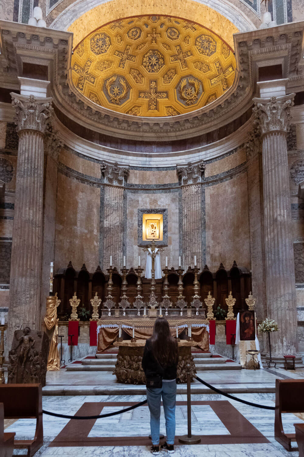 The altar in the Pantheon in Rome, Italy. Travel photography and guide by © Natasha Lequepeys for "And Then I Met Yoko". #rome #italy #travelblog #travelphotography