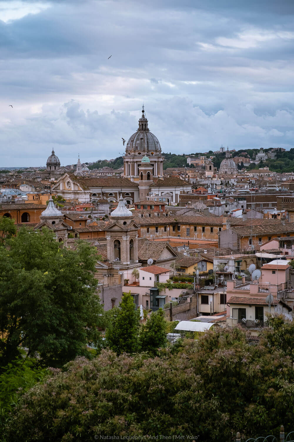 View of Rome at sunset. Travel photography and guide by © Natasha Lequepeys for "And Then I Met Yoko". #rome #italy #travelblog #travelphotography