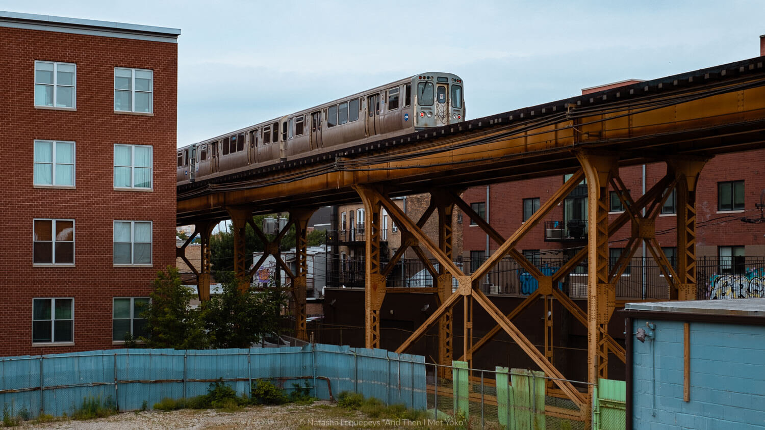 Train passes on the 606 walking path, Chicago, USA. Travel photography and guide by © Natasha Lequepeys for "And Then I Met Yoko". #chicago #usa #travelblog #travelphotography