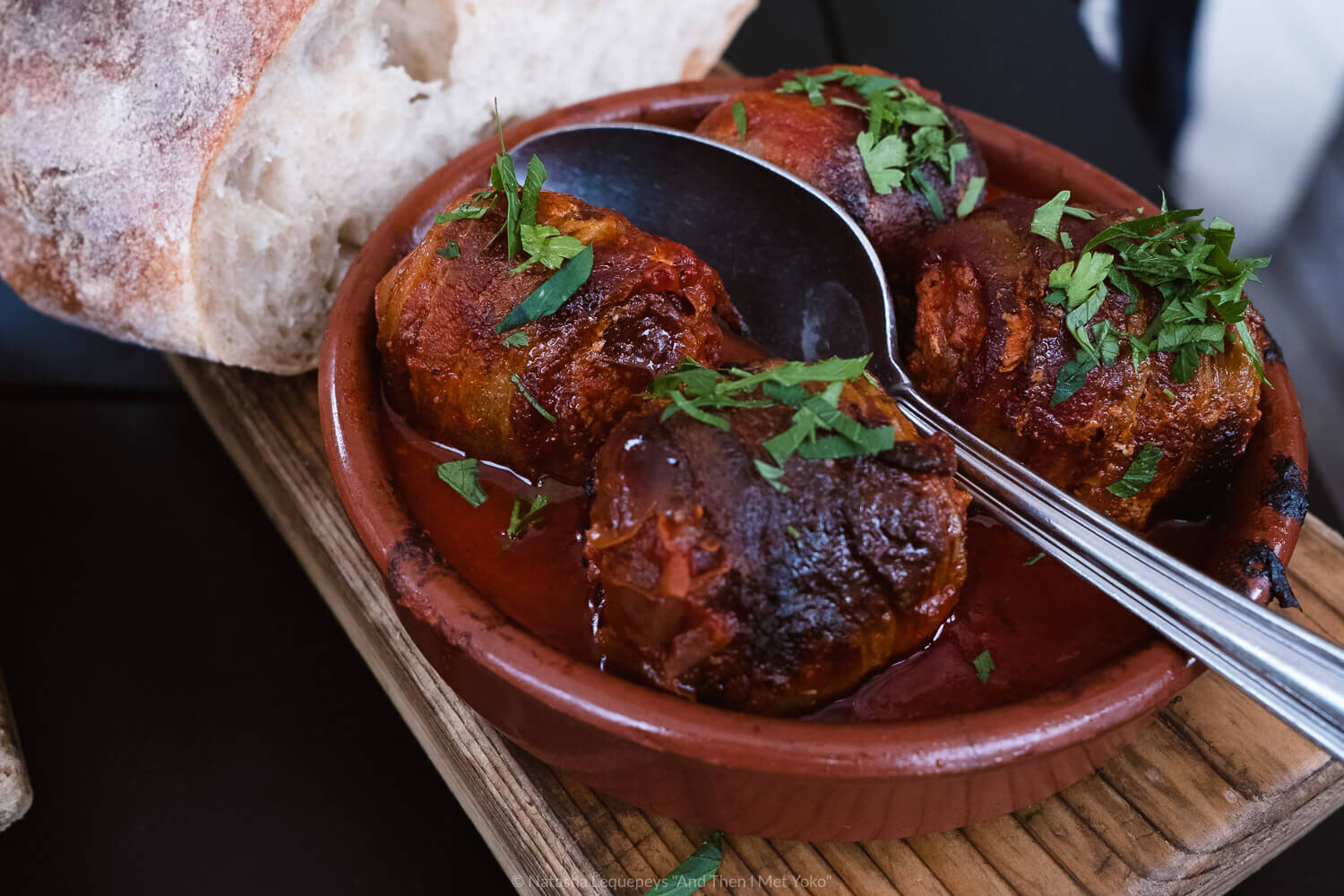 chorizo-stuffed medjool dates, Avec Chicago, USA. Travel photography and guide by © Natasha Lequepeys for "And Then I Met Yoko". #chicago #usa #travelblog #travelphotography