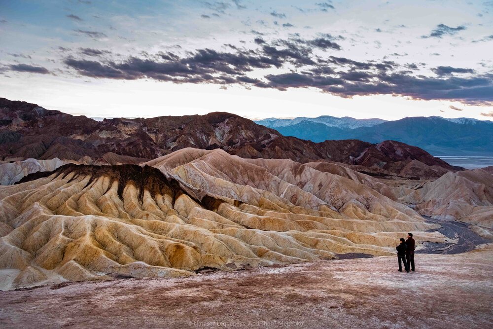 The badlands at Zabriskie Point - Death Valley, California. Travel photography and guide by © Natasha Lequepeys for "And Then I Met Yoko". #deathvalley #nationalpark #travelblog #travelphotography