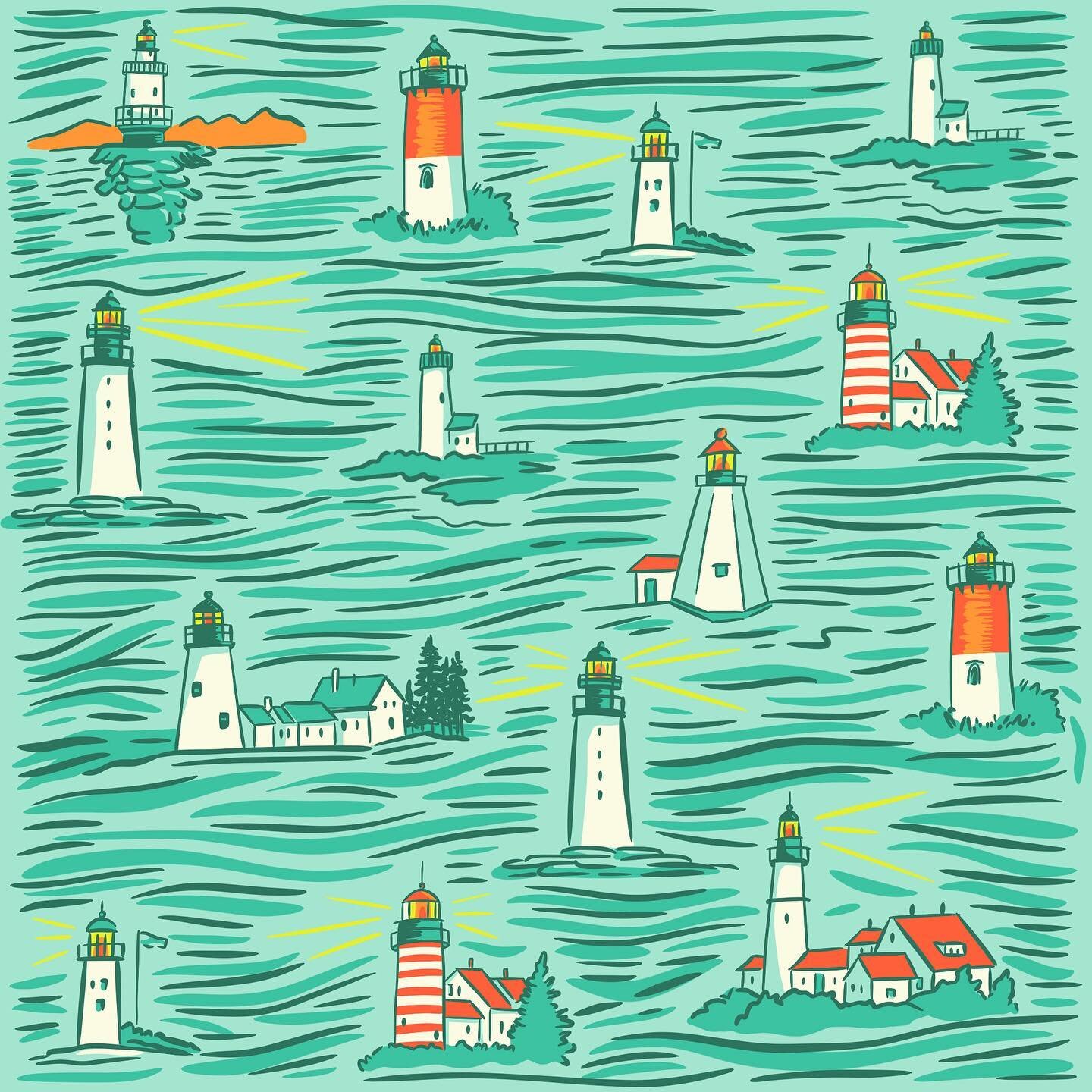 Day 27 of #thepatternchallengebymel and the prompt is lighthouse. Feeling ready for our trip to New England with this print!! Still keeping the same color palette, it&rsquo;s been a fun challenge to experiment with different combinations to achieve d