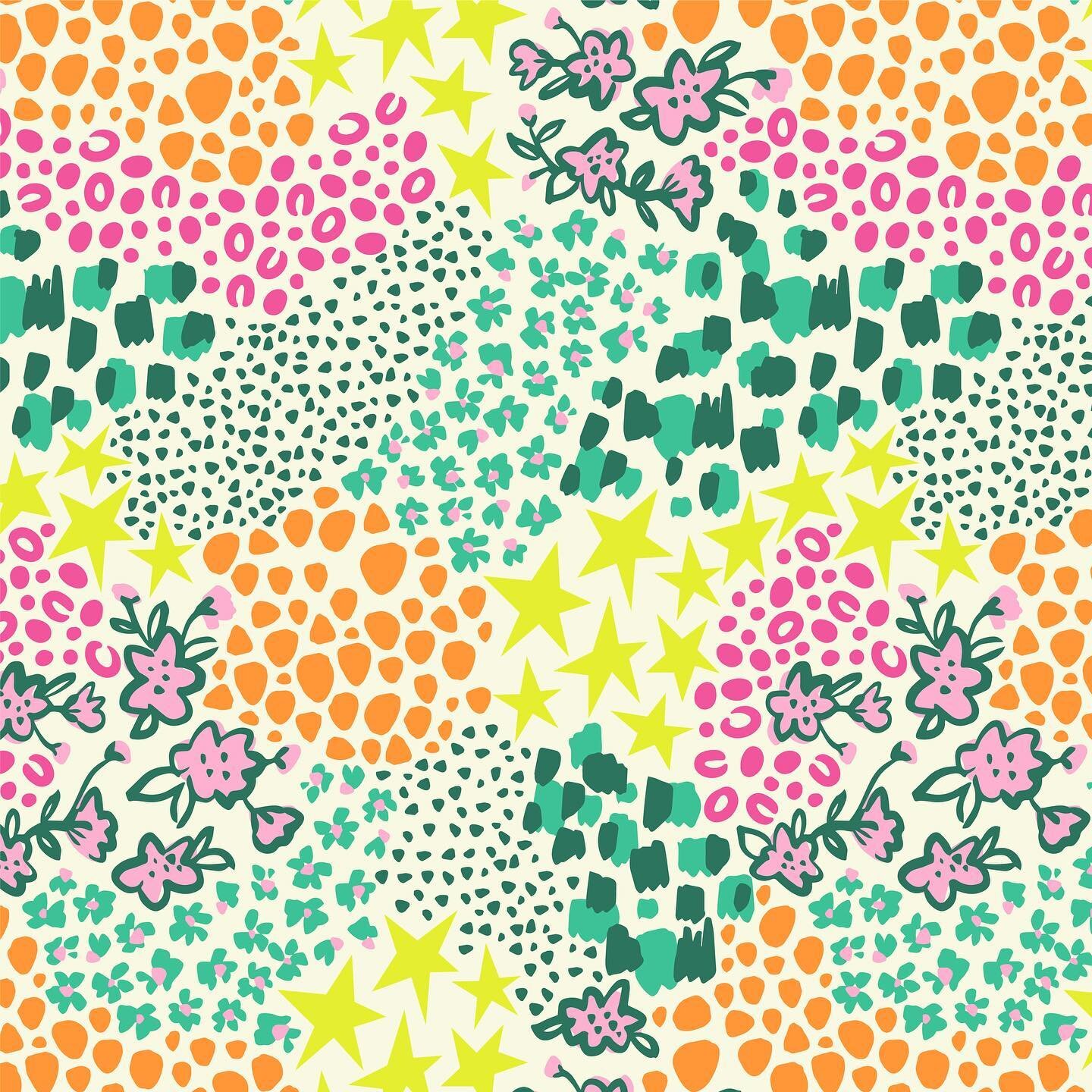 Sad to see #thepatternchallengebymel coming to an end 💔 the final prompt is &ldquo;joy.&rdquo; Filled this print up with a pattern clash of all of the joyful shapes, marks, and colors!!