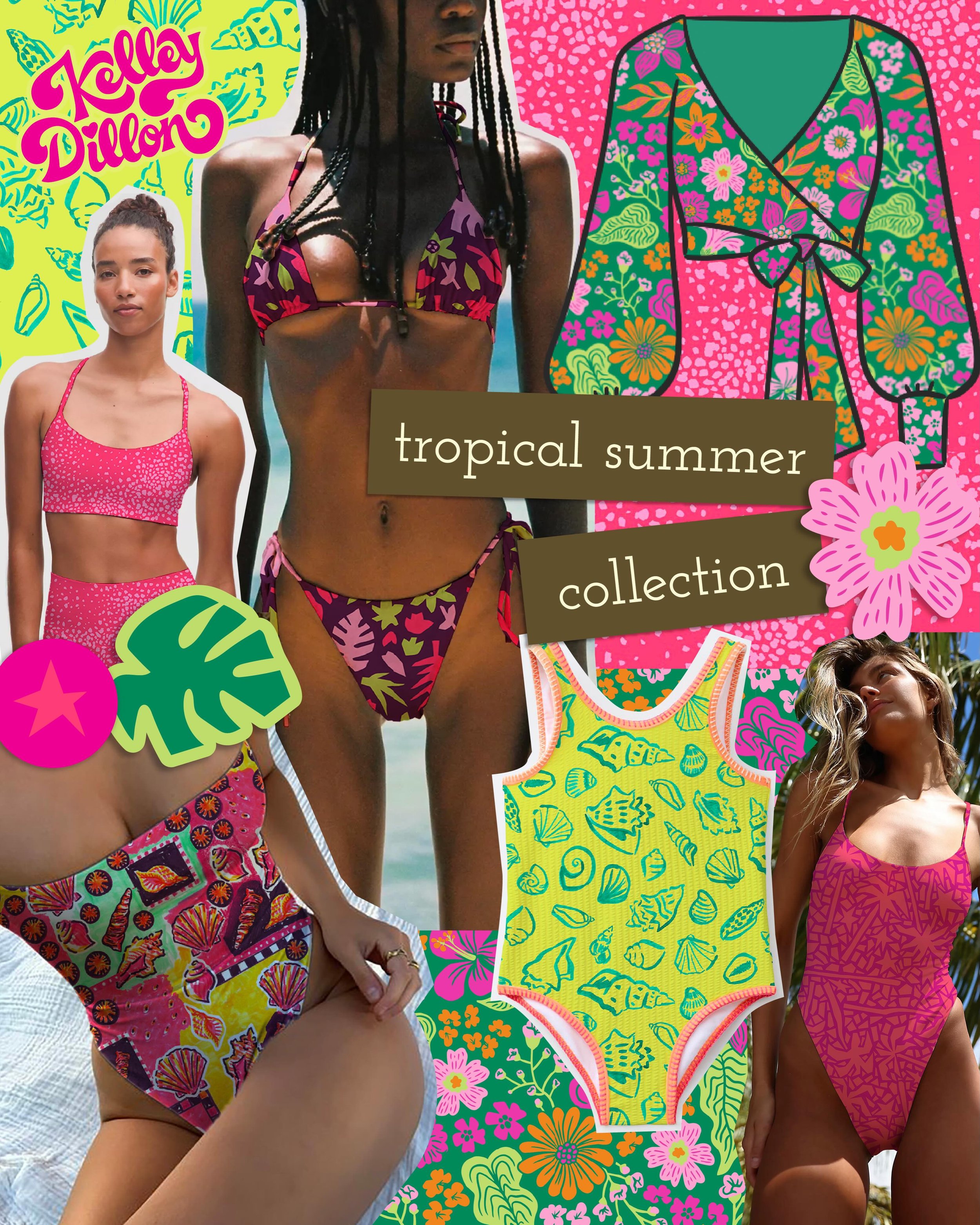 tropical summer collection 🌴🌺🌞

my latest collection of fashion prints for swim, resort, and more! truly enjoyed watching this one come together. 

This collection stemmed from one of my favorite underrated color combos: pink and green. It balance