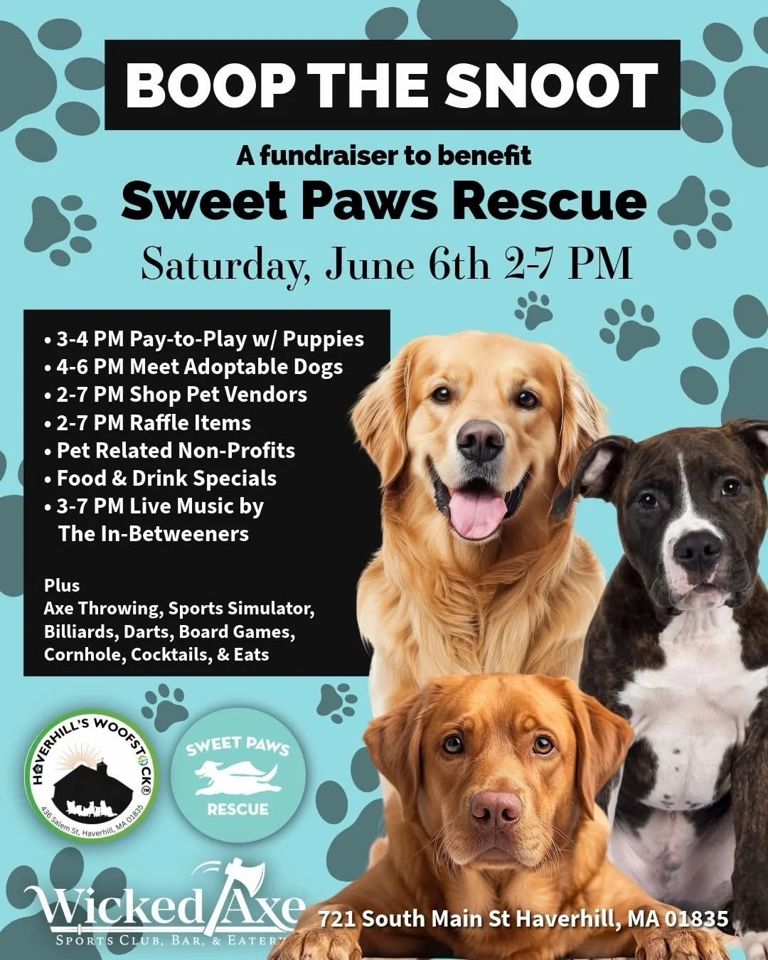 June might be our busiest month yet! The real question is, what event are you most excited about?

On June 6, we&rsquo;re partnering with our friends at Wicked Axe and Haverhill Woofstock for an incredible fundraiser featuring live music, an axe thro