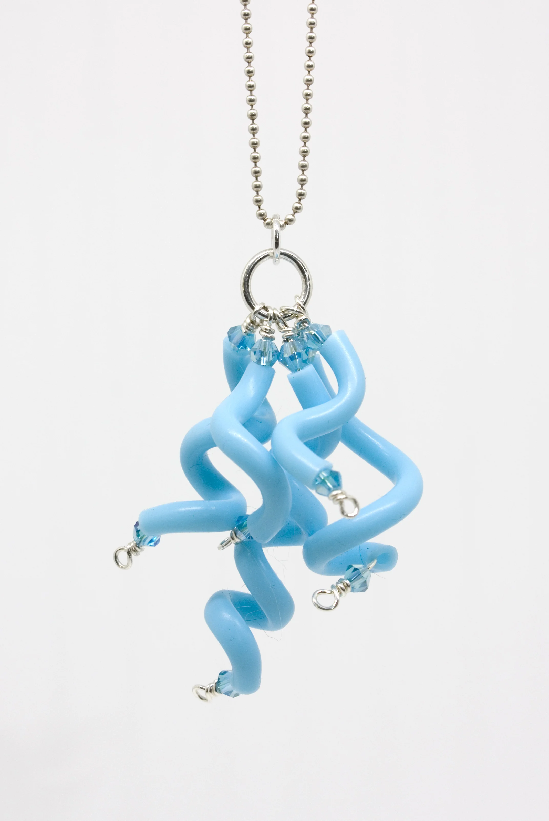 Week 38 - silicone tube, Swarovski crystals, sterling silver