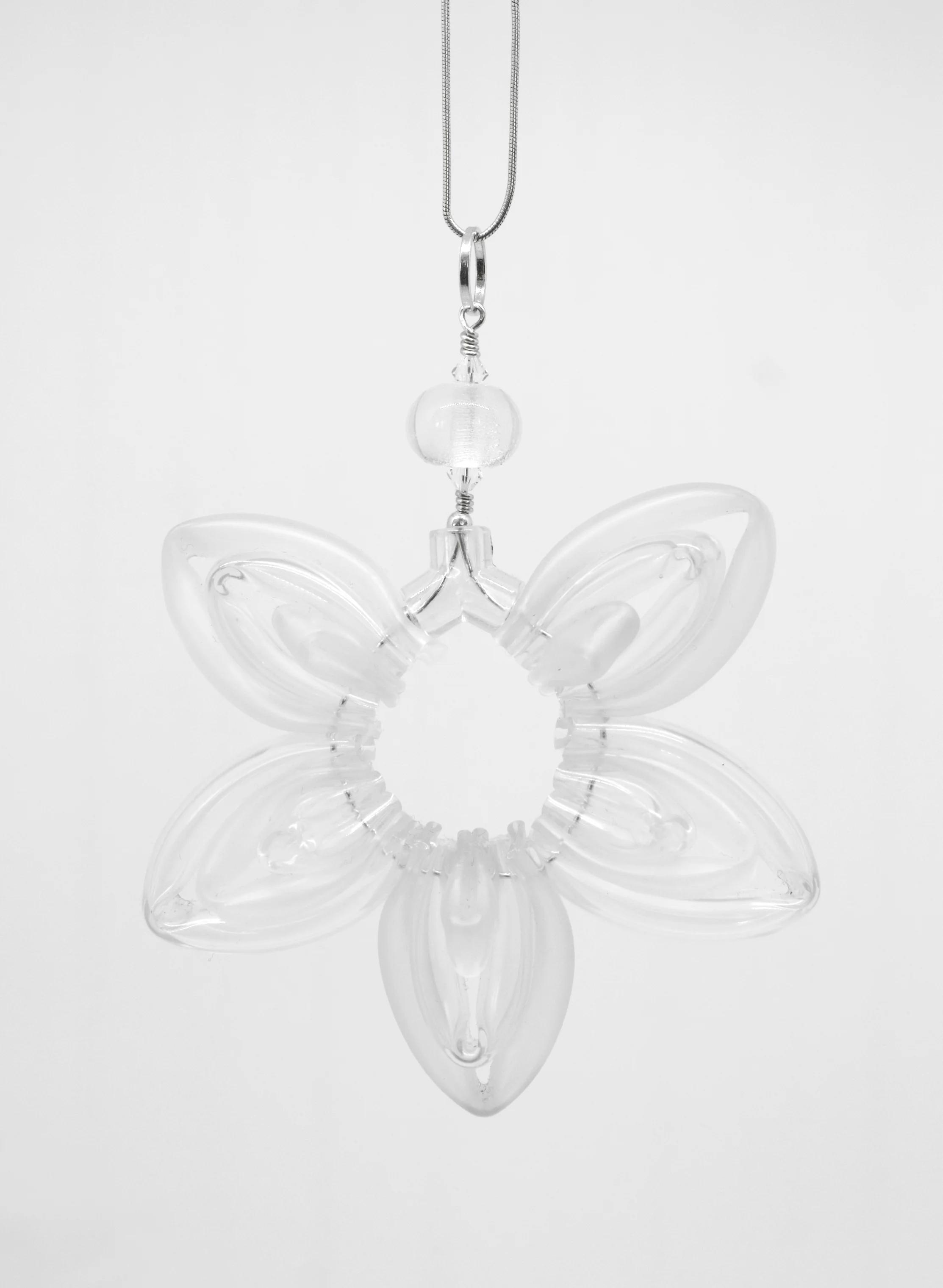 Week 43 - silicone tube, flameworked glass, PVC plastic, sterling silver