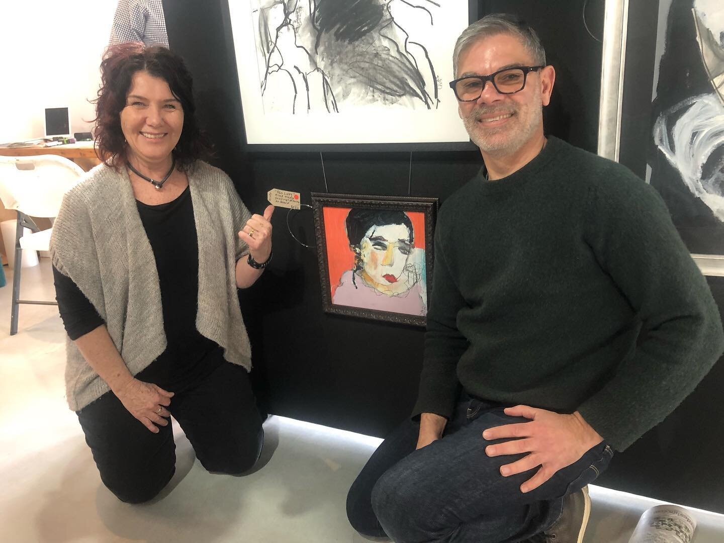 I&rsquo;m so lucky to have such generous and supportive clients! 
&ldquo;Red Lippy&rdquo; was snapped up last week by Bryan who visited  when on a weekend down south before Open Studios.
Thank you , hope you enjoy the painting🙏
Also had a visit from