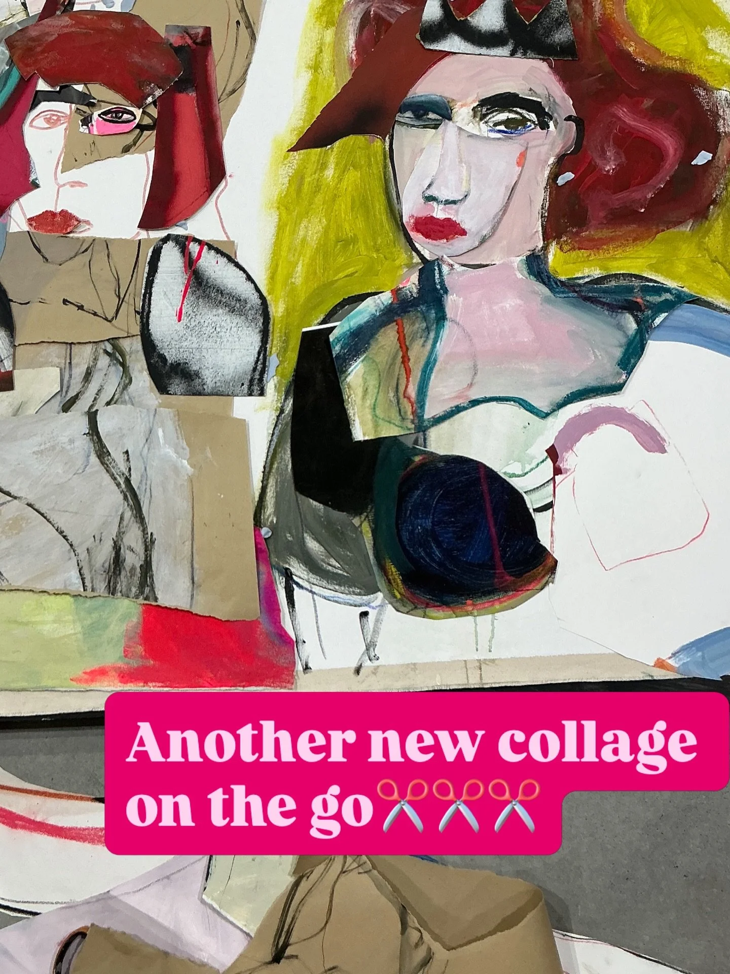 Working with paper on canvas onto board! Love this process. I try to stay loose and free!
#deidrebruhn
#trustyourgut 
#collageartwork 
#wipart 
#inmystudiotoday