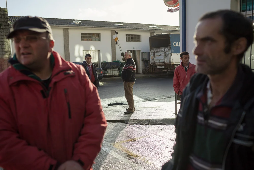 December 17, 2011 - Laxe (La Coruña). Percebeiros talk outside the bar of the port. © Thomas Cristofoletti 2011