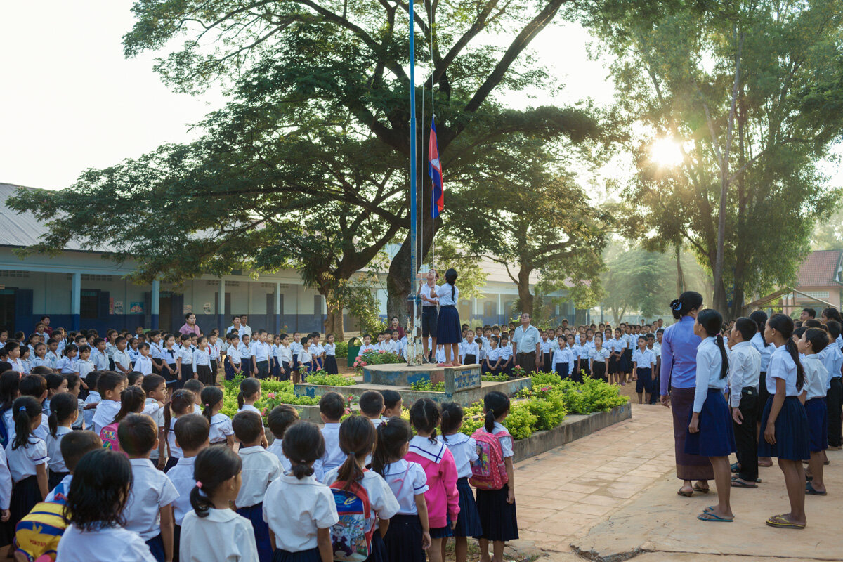  October 30, 2013 – Teabanh Komrou Primary School (Siem Reap). Students line up before the beginning of the morning classes. © Thomas Cristofoletti / UNICEF 