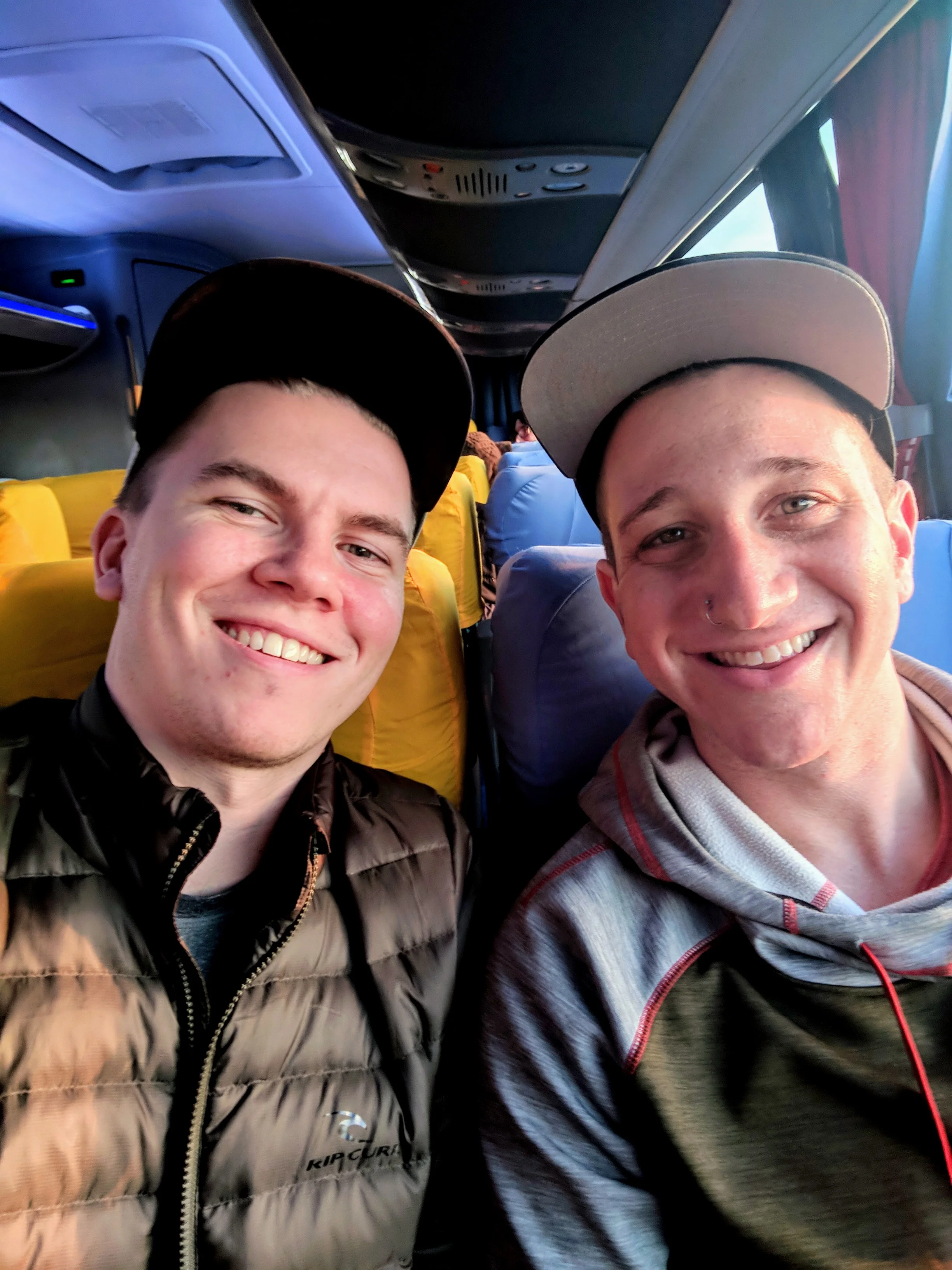 Excuse the puffy eyes and the sleepy faces, it was a REALLY early bus to cross the border. We had grand plans of being signed into work on time today.