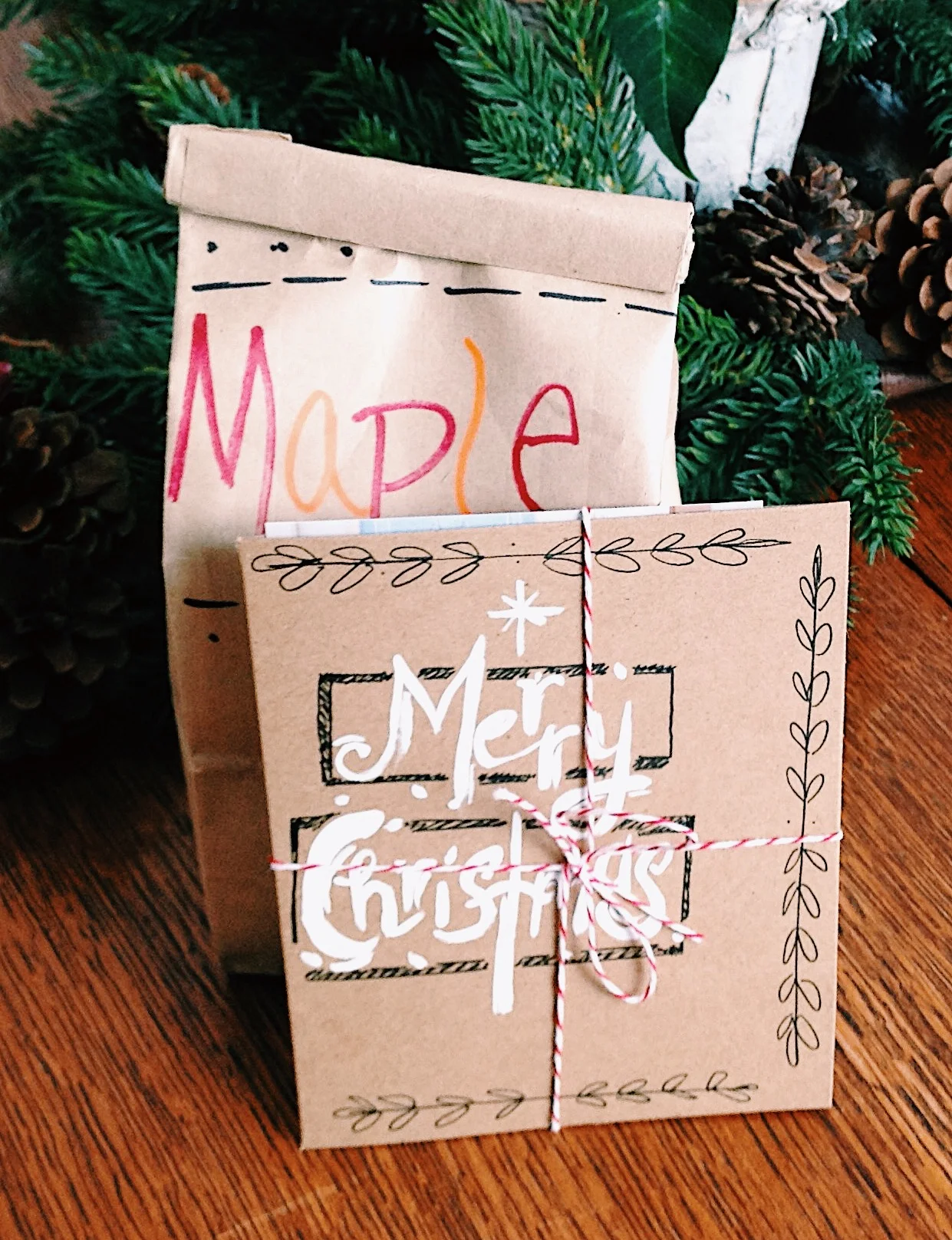 Coffee and handmade cards. This particular card & coffee was gifted to us, but Brock roasts coffee each year for friends and family.