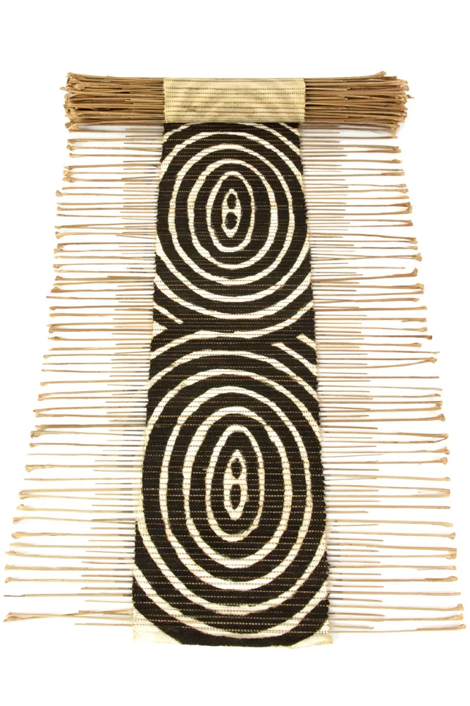 Twig and Mudcloth Table Runner (Black and White circles)