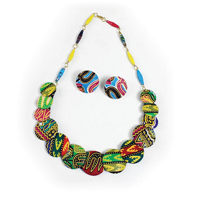 Traditional Print Necklace and Earring Set