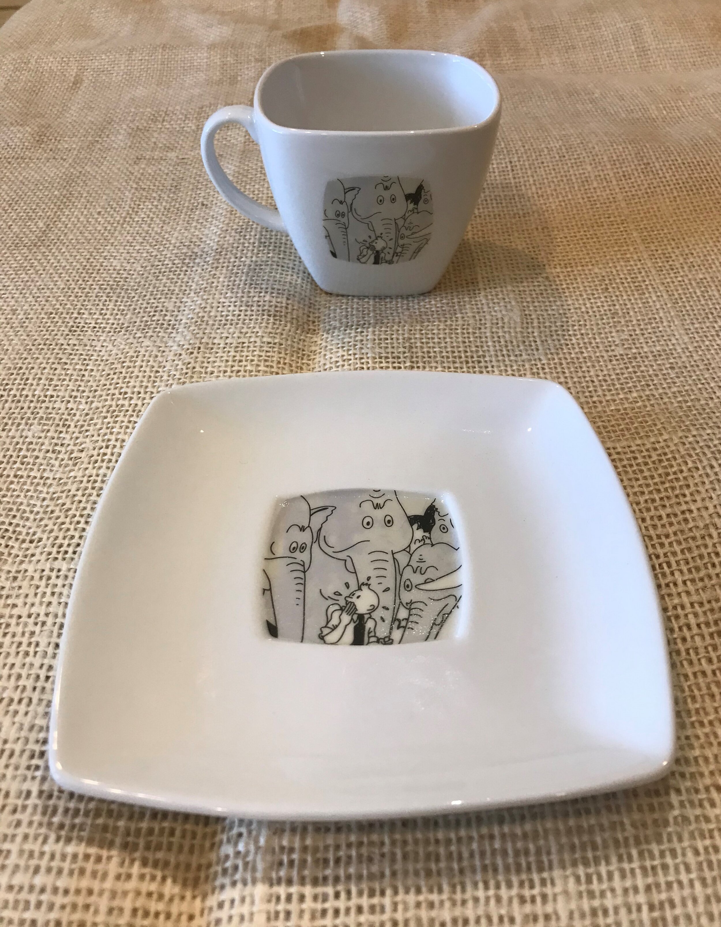Square Tintin Teacup and Saucer 