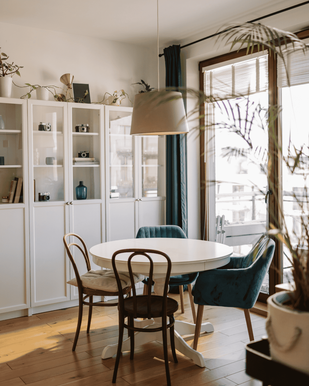 Meaningful decor and collected items styled thoughtfully in a rental space.