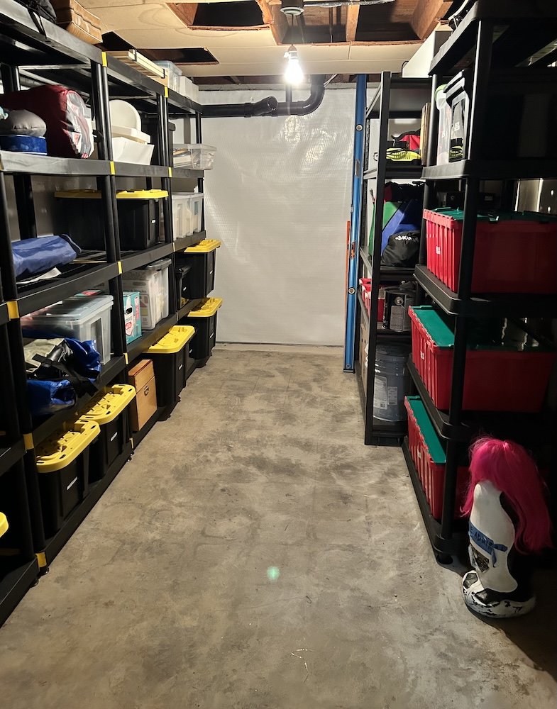 Edited, organized basement after estate decluttering, creating space for clarity and relief.