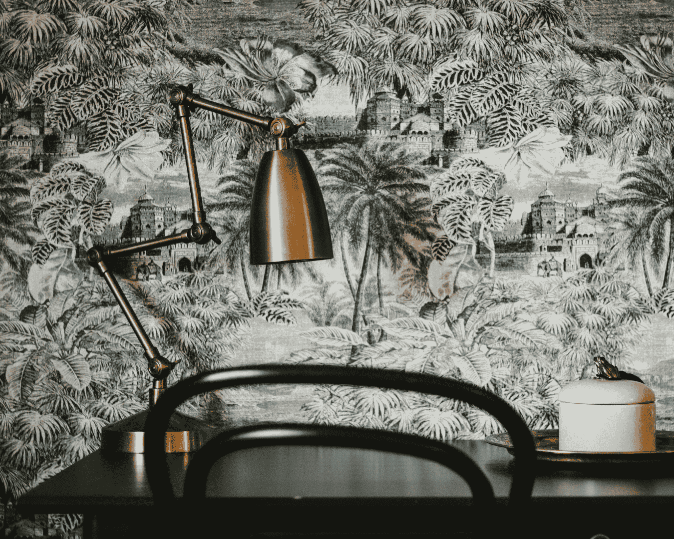 Removable wallpaper adding personality to a rental space.