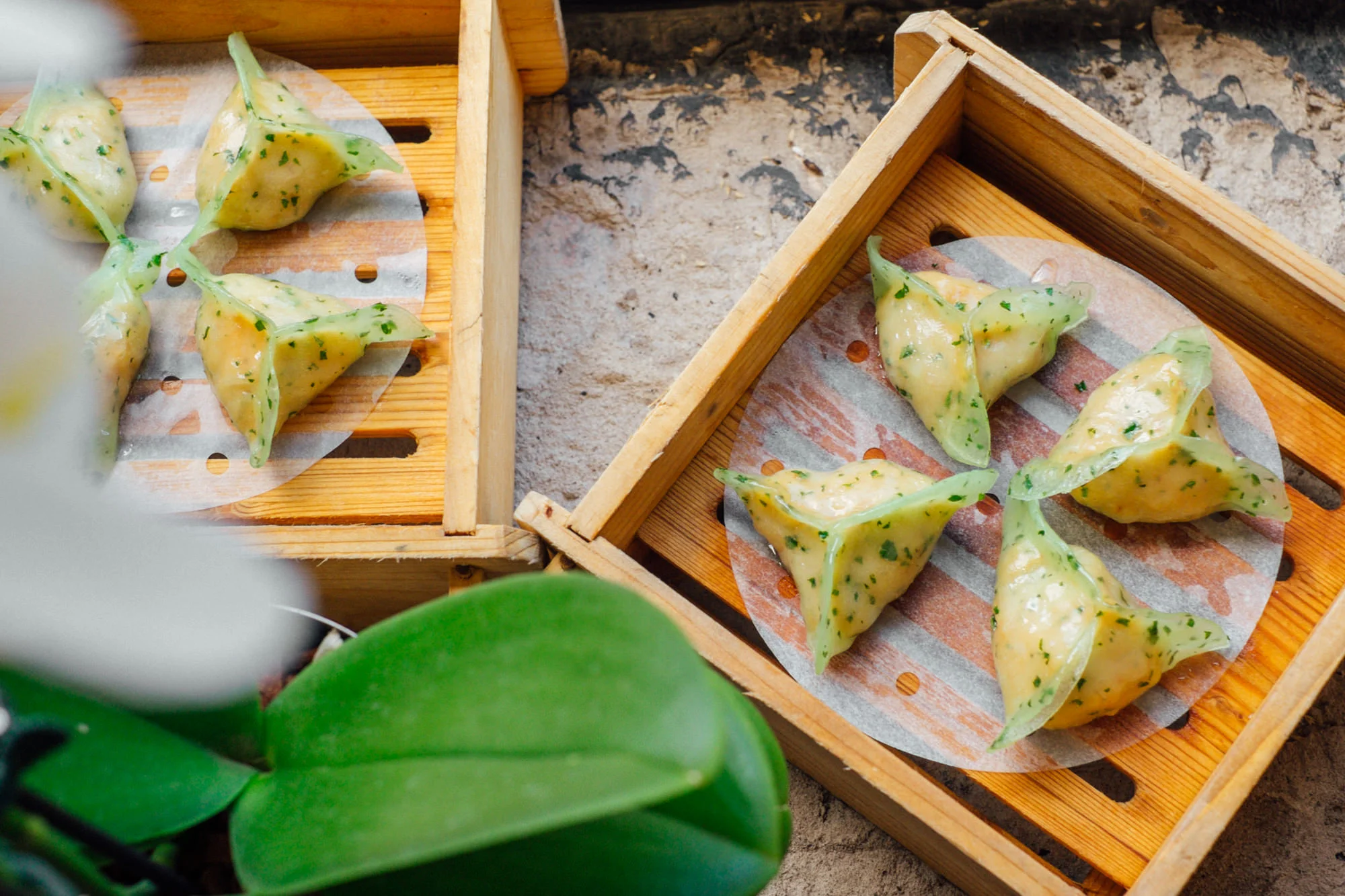 Poached Mackerel Dumpling, Kaffir Lime Leaf, Red Curry