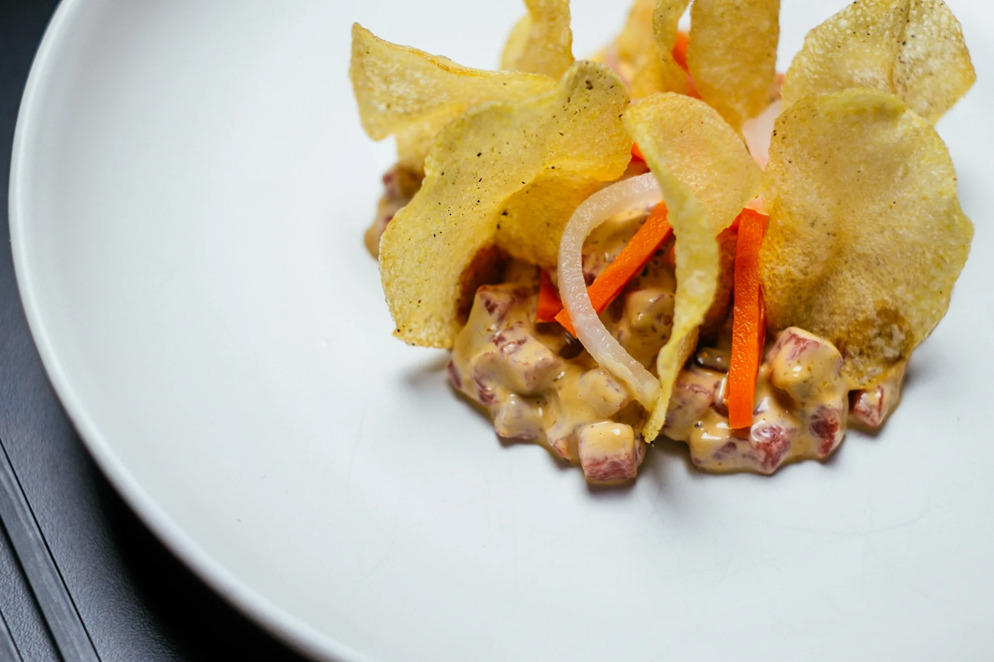 Chopped Wagyu Beef, Pickled Vegetable, Sichuan Mayonnaise