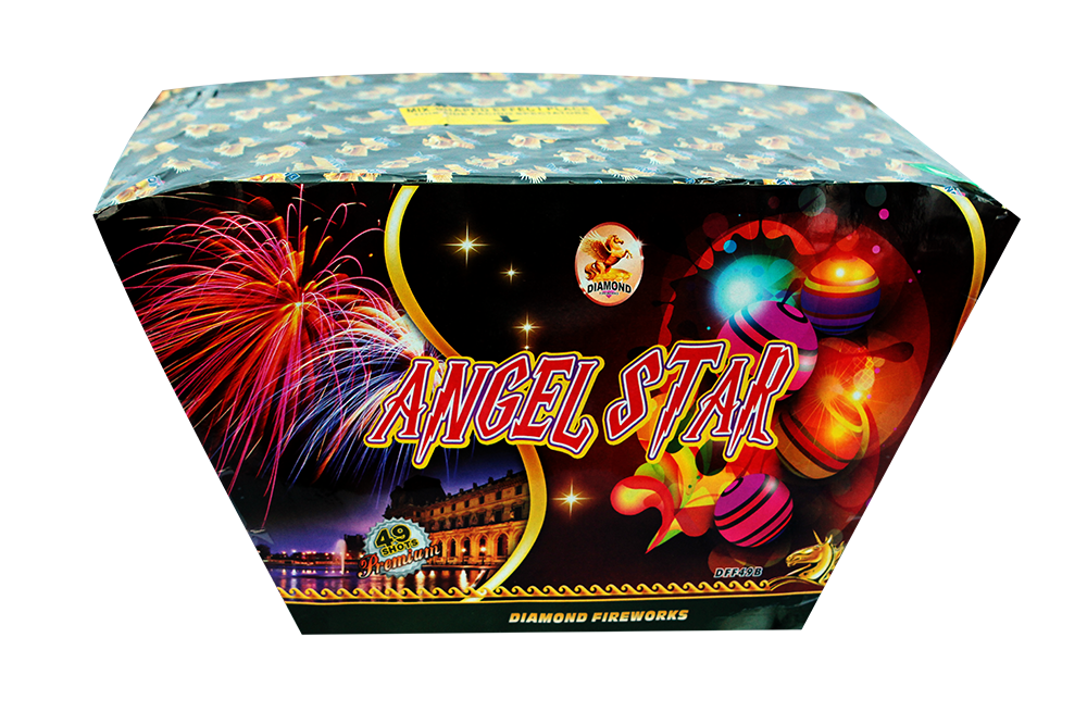 49shots 1.2" Fan Shaped crackling mine to red wave popping star to green wave popping star NEW!!!