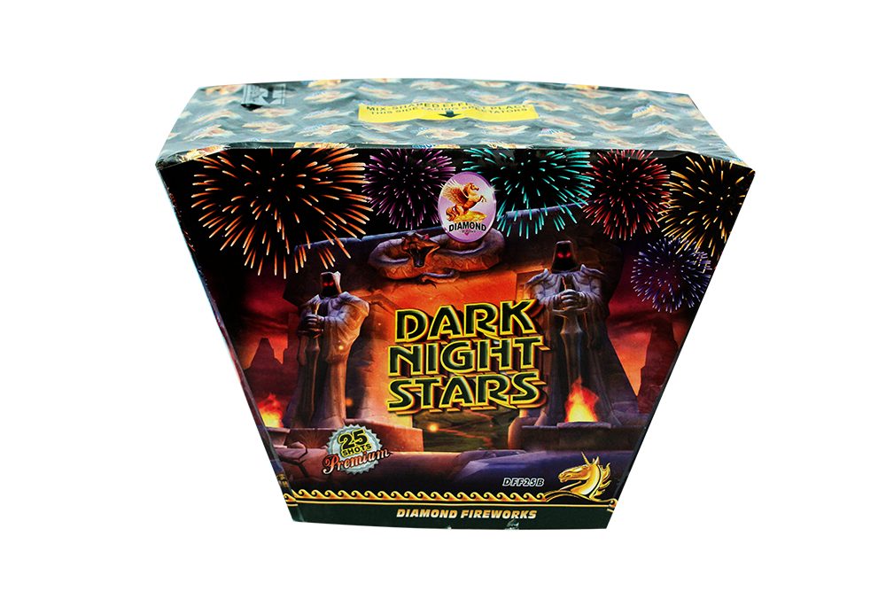 DARK NIGHT STARS--25shots 1.2" Fan Shaped redwave to blue wave to red wave to gold wave to popping star NEW!! !