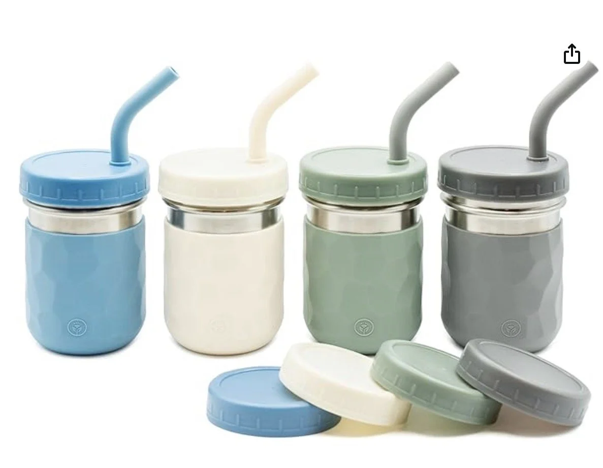 WeeSprout 2-in-1 Drinking Cups for Kids, Durable Stainless Steel Tumbler Silicone Straws with Stoppers