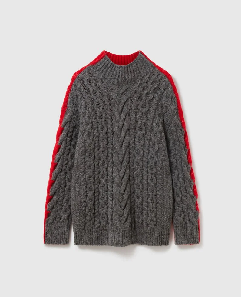 Stella McCartney Laced Sleeves Cableknit Turtleneck Sweater