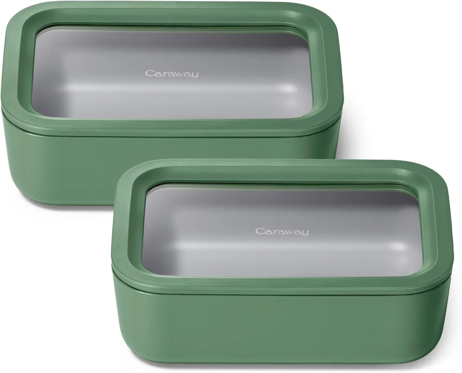 Caraway 2pc Glass Food Storage Set Ceramic Coated Non Toxic